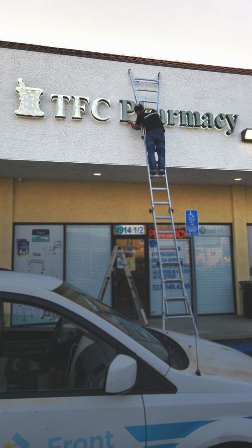 pharmacy LED letters installation