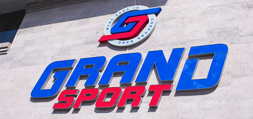 Sign example from Grand Sport for showing what a channel letter sign is