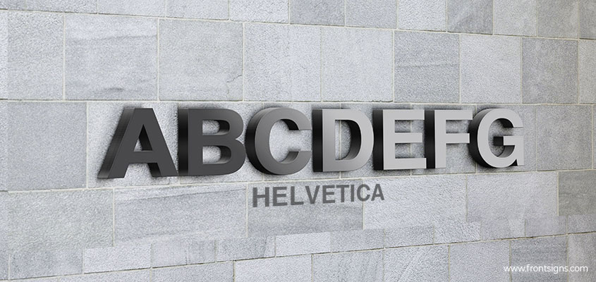 Showcasing Helvetica channel letter font example 