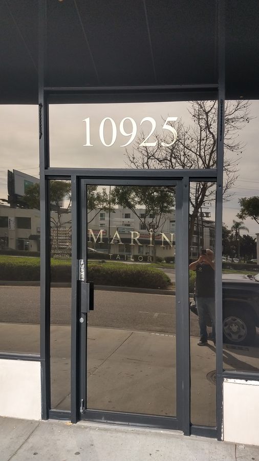 Marin Tailor window decal