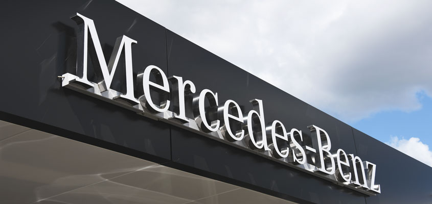 Sign example from Mercedes Benz for signage design inspiration