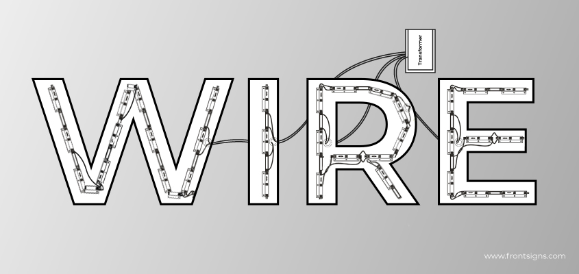 Internal wiring of letters illustration