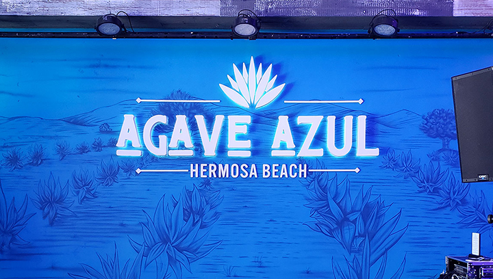 Agave Azul restaurant sign with bright illumination made of aluminum and lexan for wall design