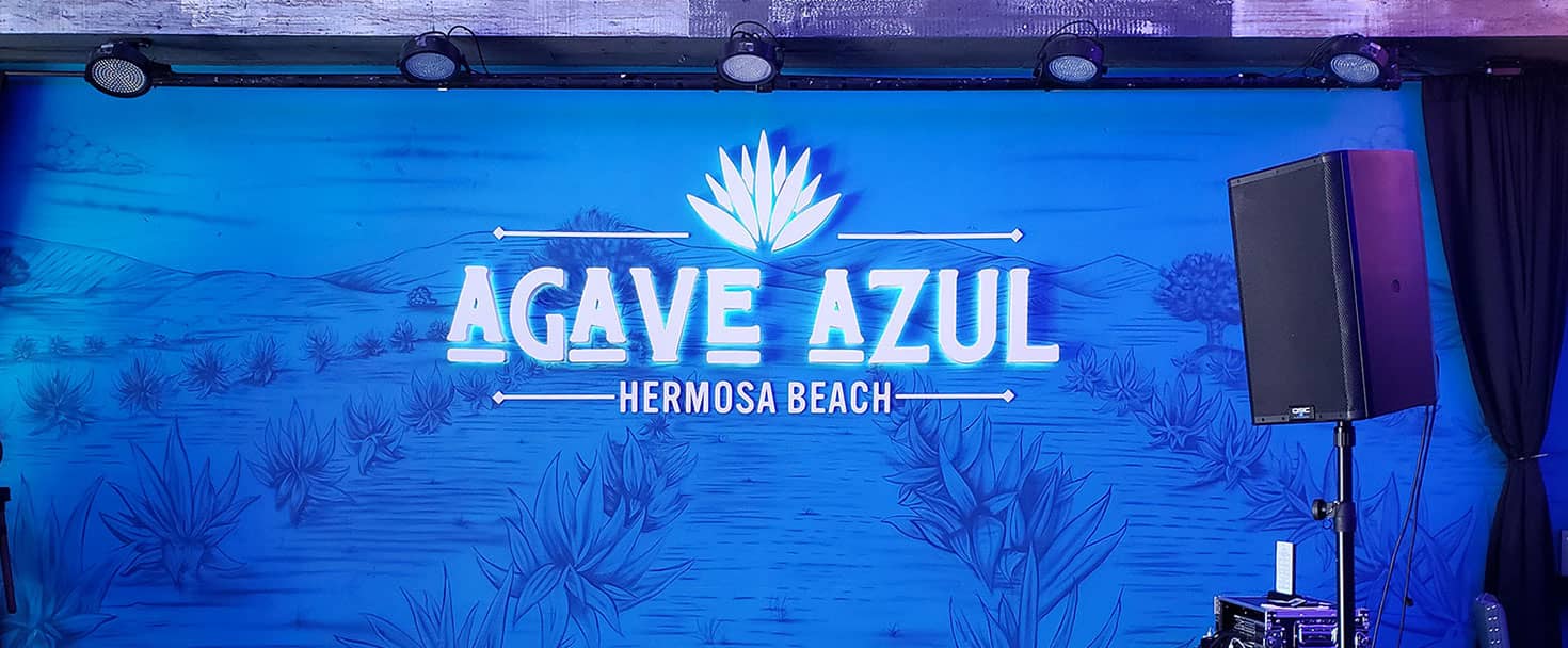 Agave Azul restaurant sign with illumination made of aluminum and lexan for interior branding