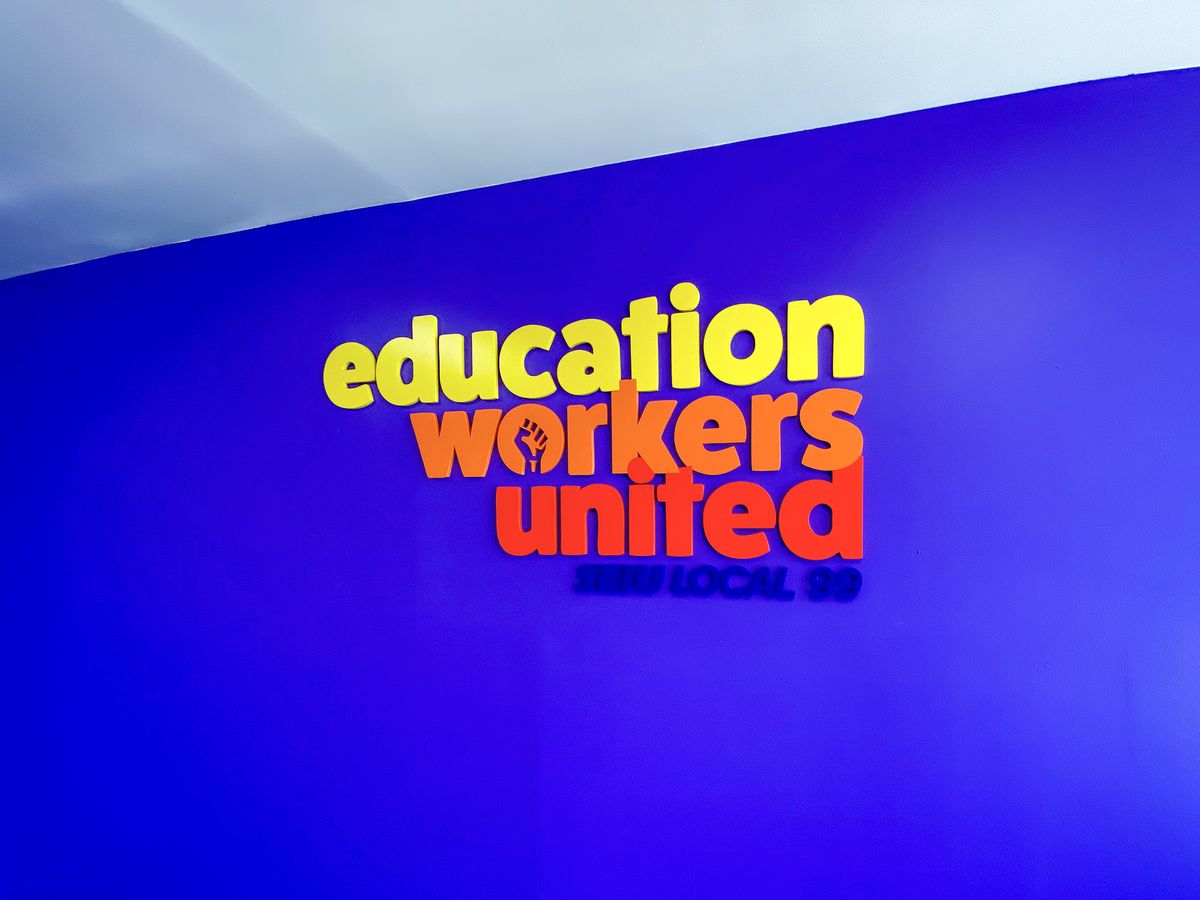 Education Workers United custom 3d sign painted in multiple colors made of acrylic