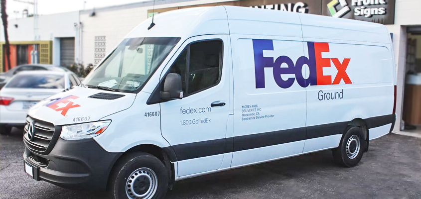 Business branding idea displayed on the car from FedEx