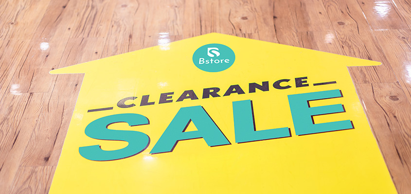 Sale graphic printed on the floor for business branding