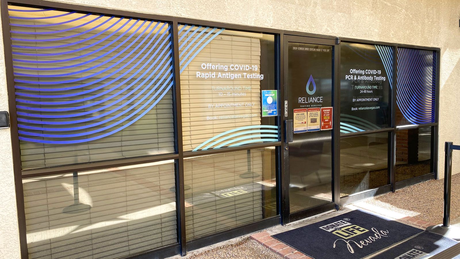 Reliance window vinyl lettering