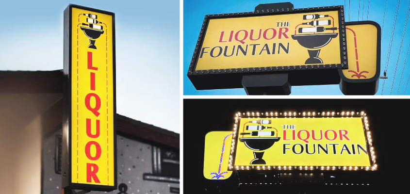 The Liquor Fountain outdoor illuminated brand design project