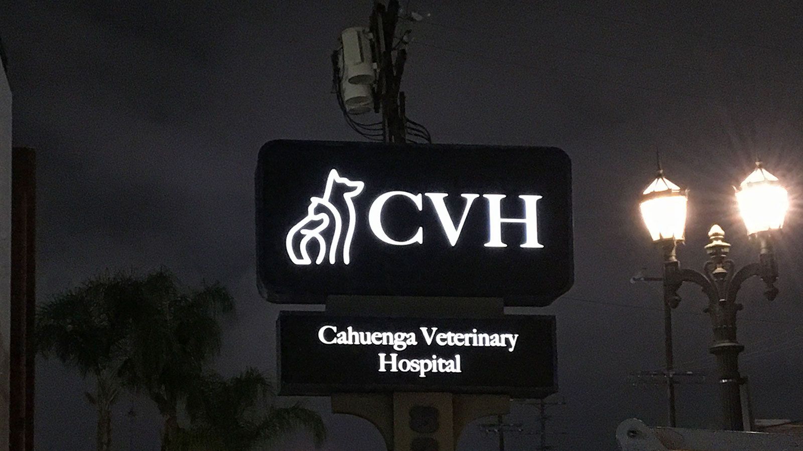 Veterinary hospital pylon sign