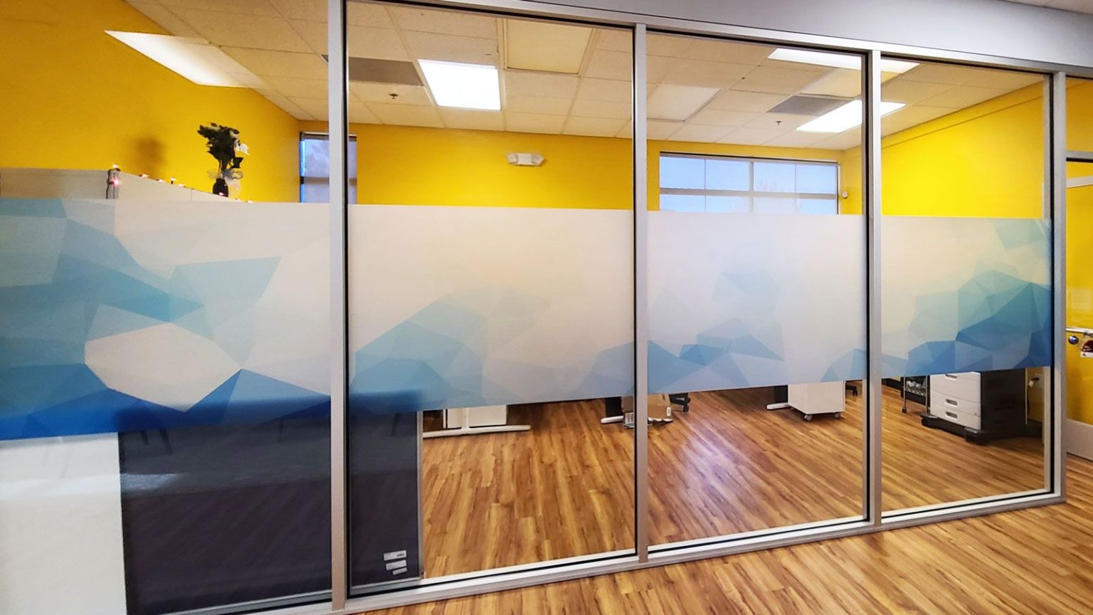 Office privacy window decals made of frosted vinyl | Front Signs