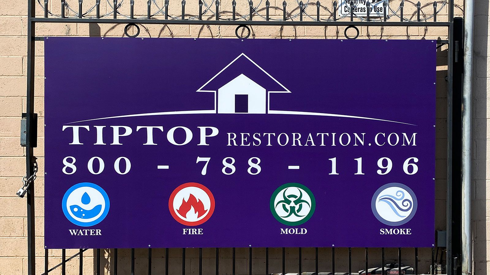 tiptop restoration aluminum sign