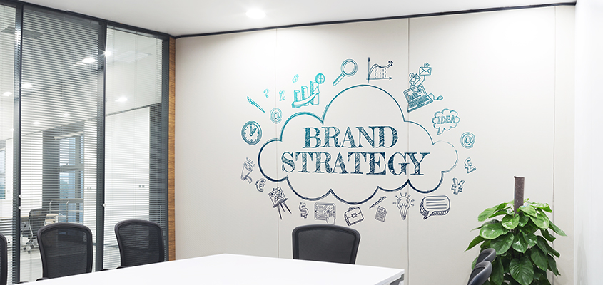 Corporate branding strategy graph on the wall