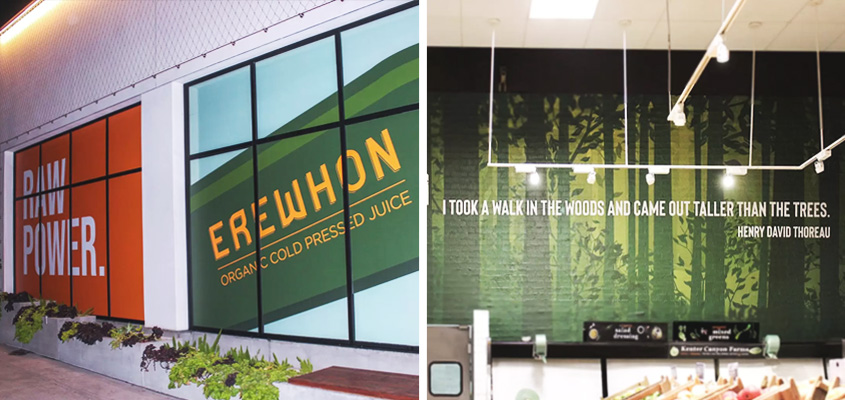 Erewhon business branding examples with eco-friendly messaging