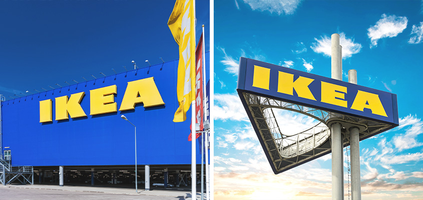 Business branding examples from IKEA displayed on it's signage