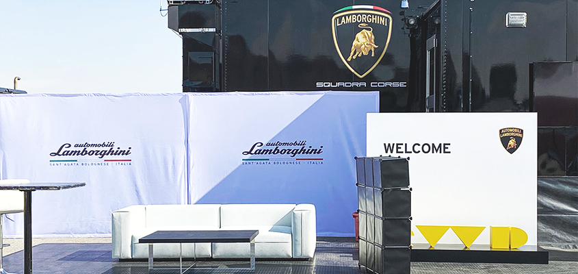 Showing how corporate branding is done at an event for Lamborghini