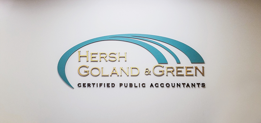 Showing how corporate branding is done at Hersh Goland & Green interior space