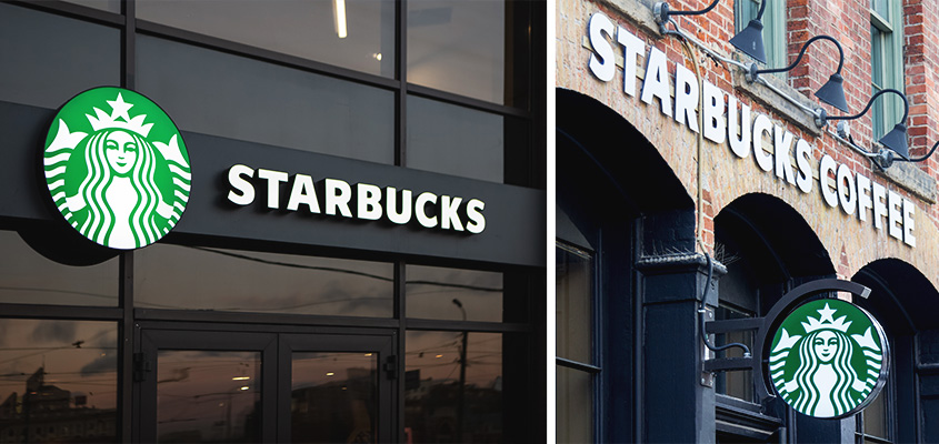 Outdoor branding examples from Starbucks