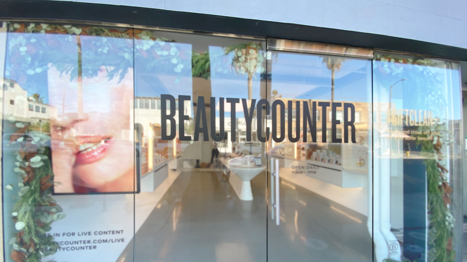 beautycounter storefront vinyl lettering