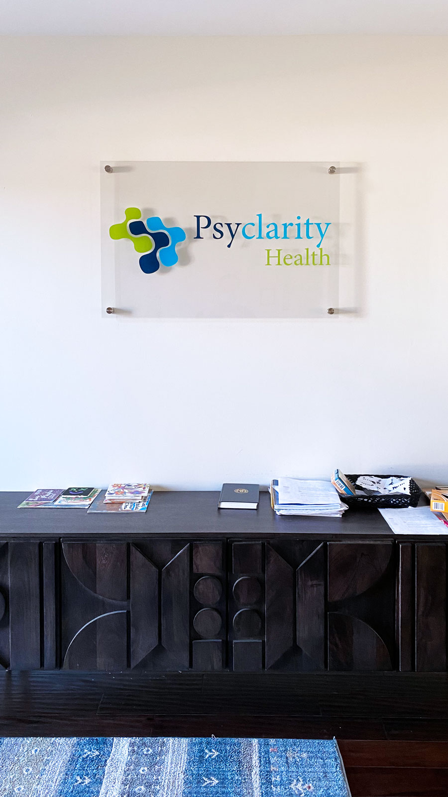 psyclarity health acrylic sign