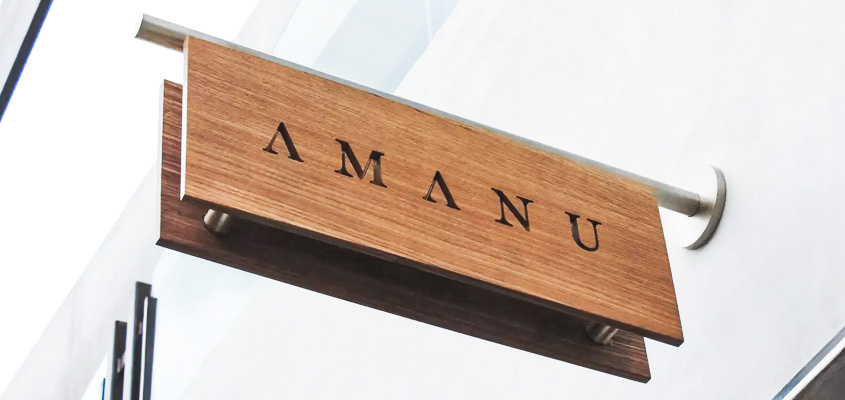 Eco friendly advertising idea with an outdoor wooden nameplate