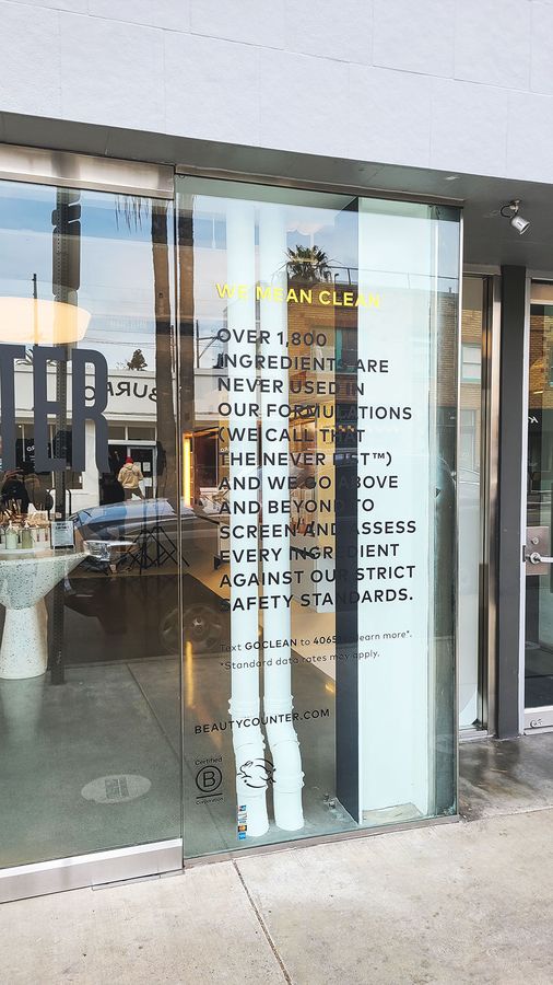 Beautycounter store vinyl lettering