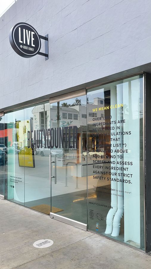 Beautycounter window vinyl lettering