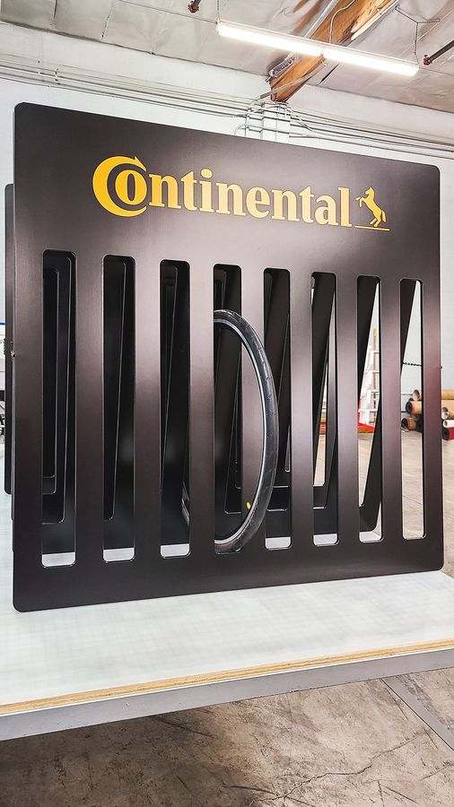 Continental wooden tire display