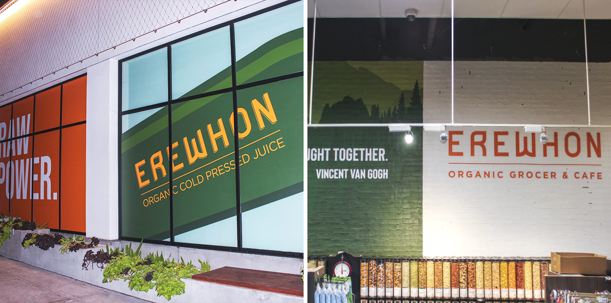 Erewhon eco friendly branding campaign inside the store