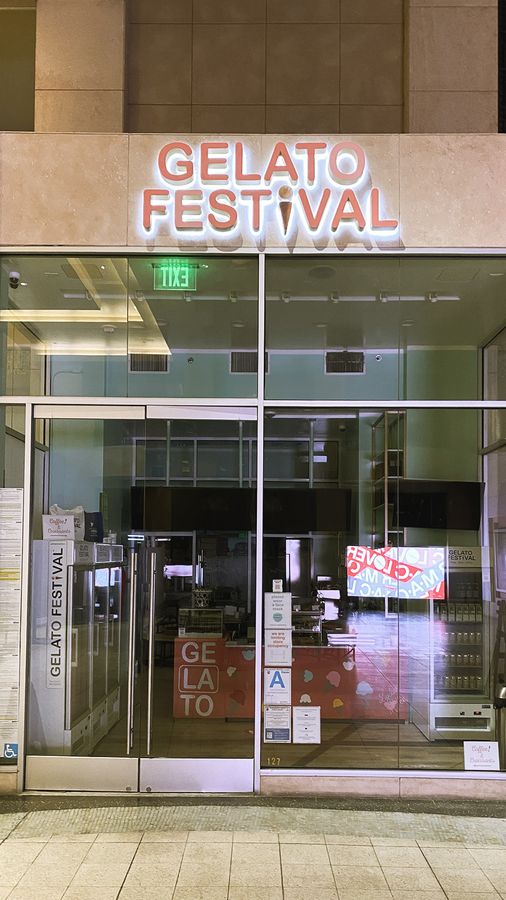 Gelato Fesival backlit letters