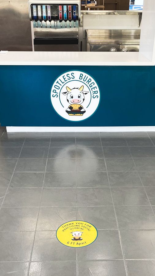 Spotless Burgers floor decal