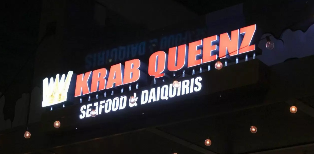 Krab Queenz outdoor advertising with LED lighting