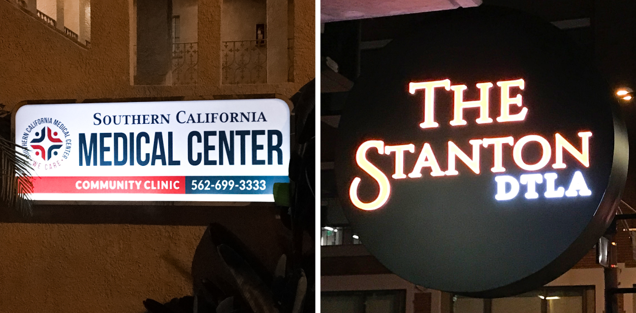 Displaying how illumination affects light box sign prices with examples