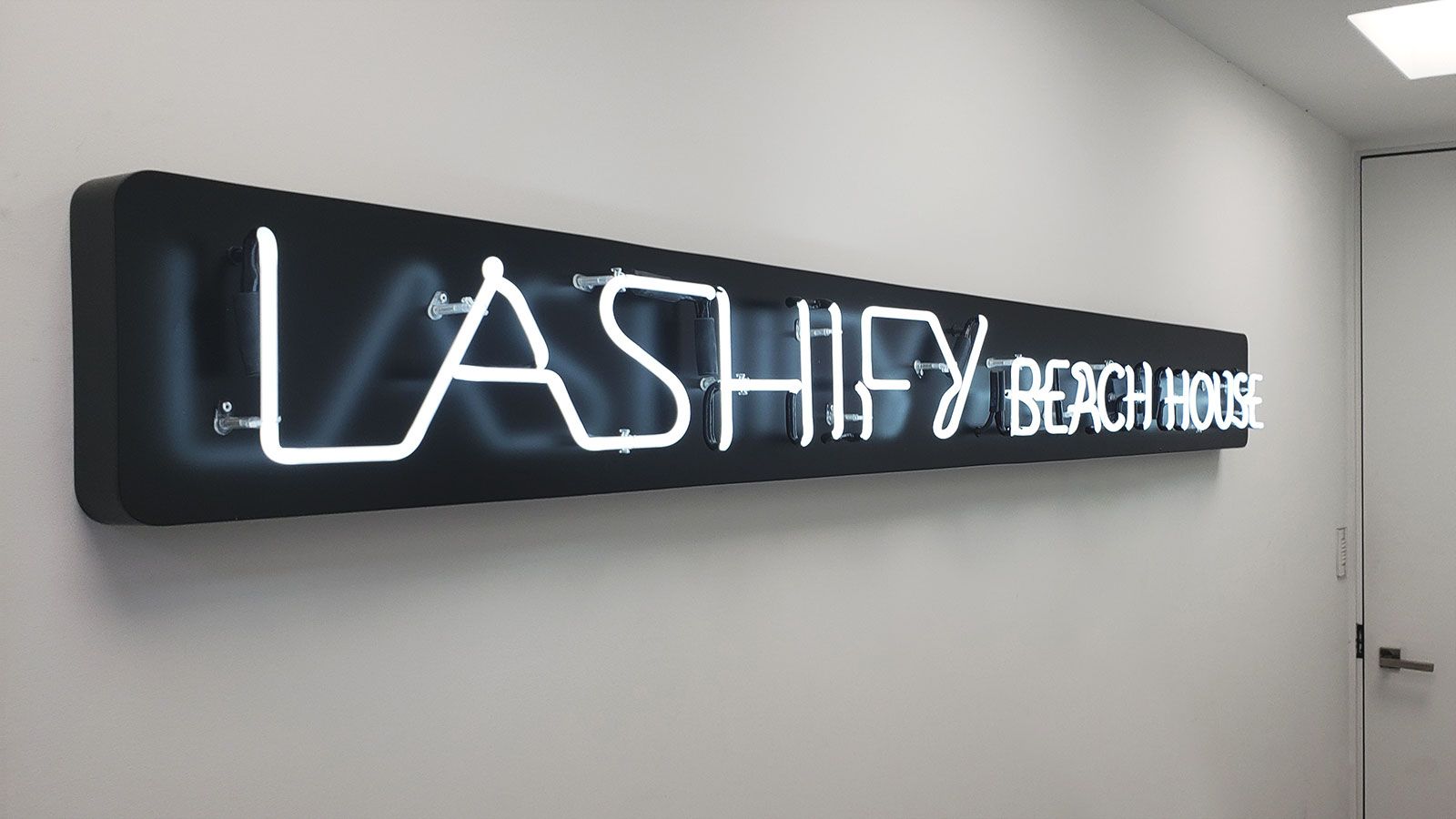 Lashify Beach House custom neon logo signage | Front Signs