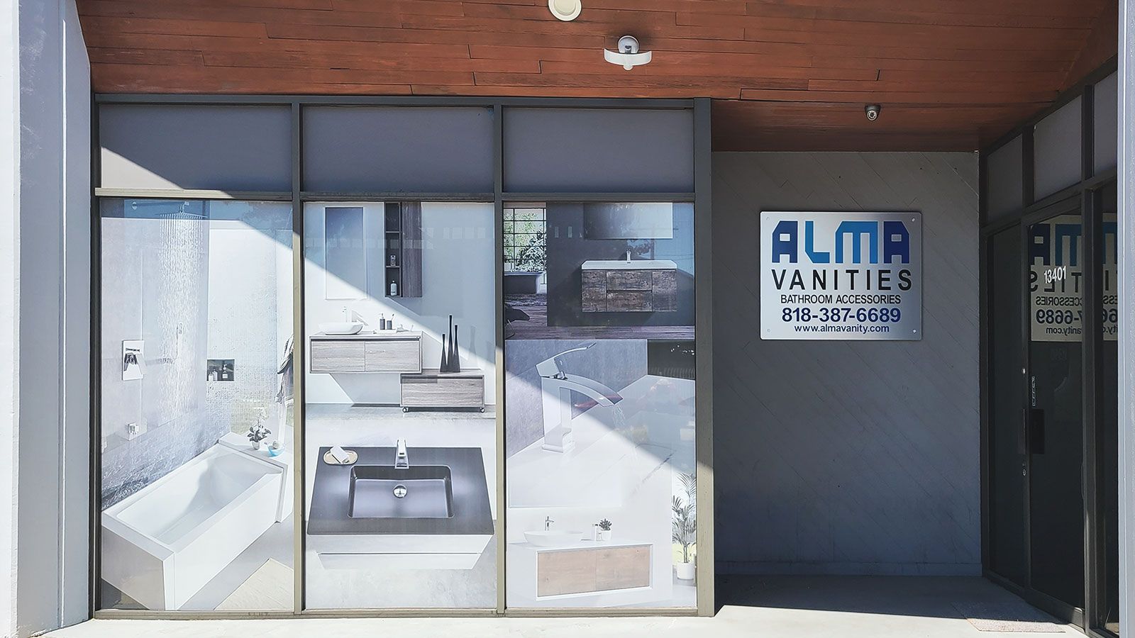 alma vanities store window decals