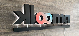 Klooma backlit logo by Front Signs sign making company in Los Angeles, operating US-wide