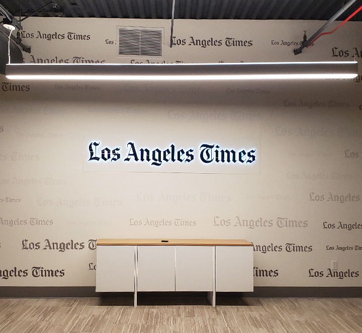 LA Times backlit logo mabe by Front Signs sign company in Los Angeles