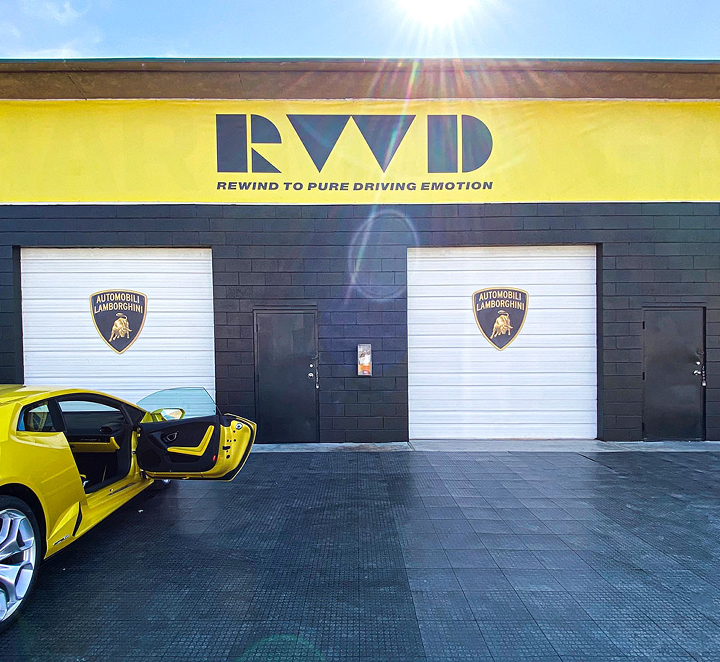 Lamborghini event branding by Front Signs sign company in Los Angeles, operating US-wide