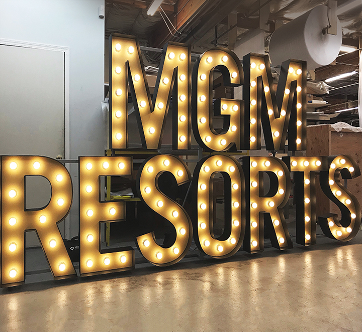 large marquee letters Large marquee lit sign by Front Signs sign company in Los Angeles, operating US-wide