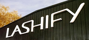 lashify 3d channel letters Lashify outdoor channel sign made by Front Signs sign making company operating US-wide