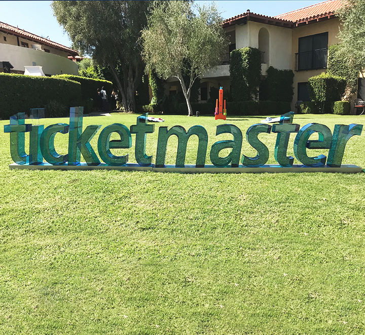 Ticketmaster 3D outdoor stand by Front Signs sign company in Los Angeles, operating US-wide