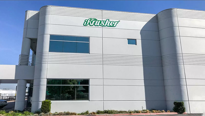 iKrusher corporate building high rise sign in green made of aluminum