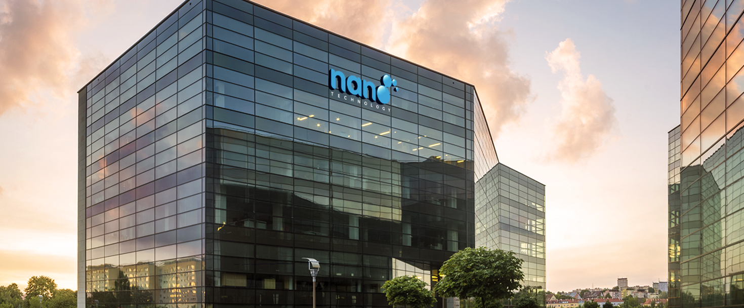 Nano Technologies high rise signage displaying the brand name and logo