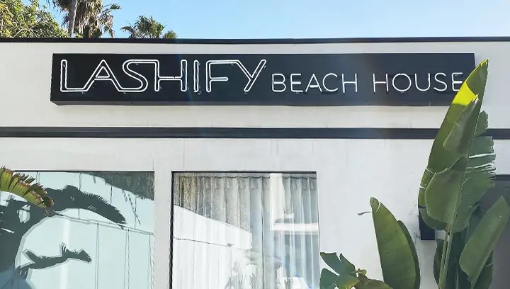 Building signs for Lashify Beach House, illuminated, made of aluminum