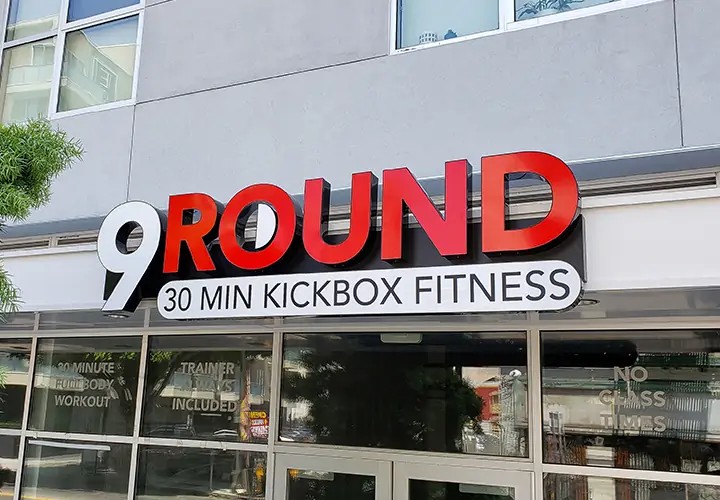 Nine Round channel letters related to building signage