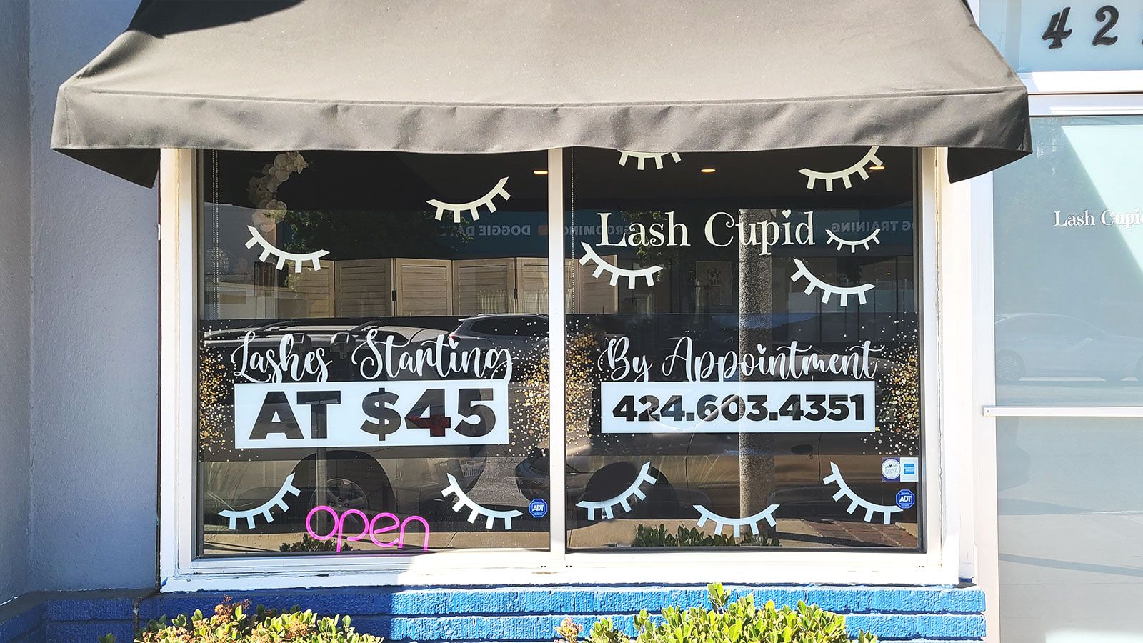 Lash Cupid storefront decals