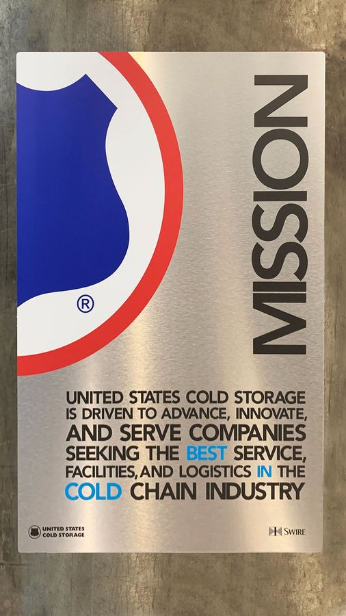 US Cold Storage aluminum sign