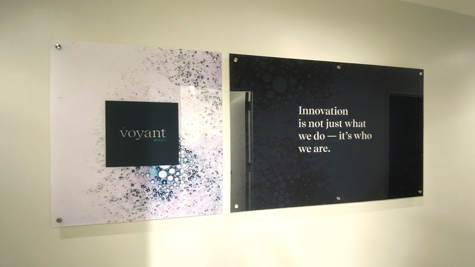 Voyant Beauty lobby signs