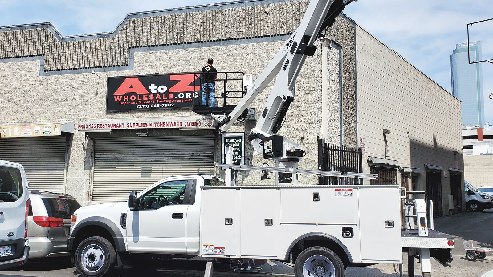 high rise sign installation