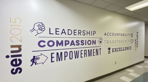 SEIU Local lobby wall decal